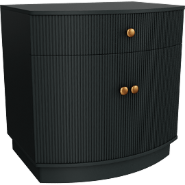 Perspective view of Livia Black 1 Drawer + 2 Door Nightstand