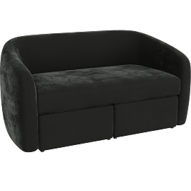 Perspective view of Kiko Modern Sofa Settee & Dual Nesting Ottoman Set, Black