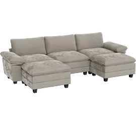 Perspective view of Martina Dark Pewter 5 Piece Modular Sectional with Ottoman