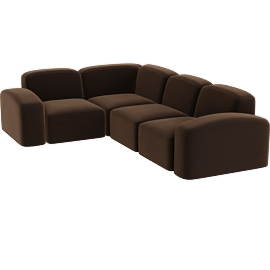 Perspective view of Muse Corner Sectional, Piccolo Velvet, 4 Seat