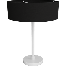 Perspective view of Cohen lamp, 18h, Satin white/ black shade