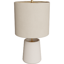 Perspective view of Bruin lamp 22h, Bone/ Ivory fleck shade