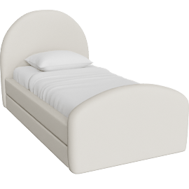 Perspective view of Valeria Twin Bed, Cream Boucle