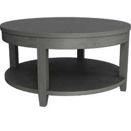 Perspective view of Chelsey Carbon 36 Wide Round Wood Lift-Top Coffee Table, Shelf