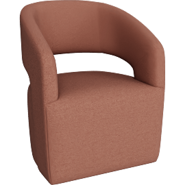 Perspective view of Zora II Brick Dining Chair With Wheels