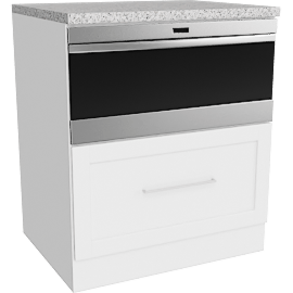 Perspective view of Shaker Kitchen Base Cabinet with Microwave