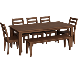 Perspective view of Jayden Brown Acacia Wood 65-79 Extendable Dining With Bench Set For 8