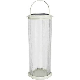 Perspective view of Kimball Large LED White Metal Solar Lantern 22.5"