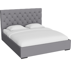 Perspective view of Vera Dream Grey Diamond Tufted 52H California King Upholstered Platform Bed