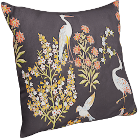 Perspective view of Embroidered Crane Pillow