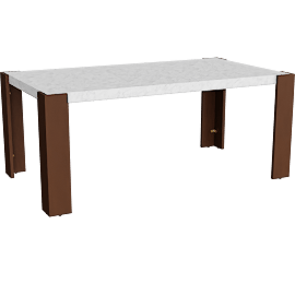 Perspective view of Hetty Engineered Stone And Walnut Finish Dining Table