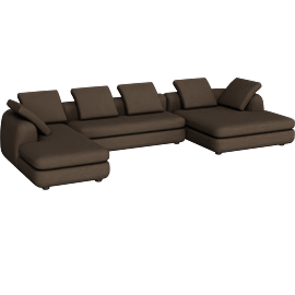 Perspective view of Americano Asymmetrical Double Chaise Sectional, Standard, Pecora Chocolate