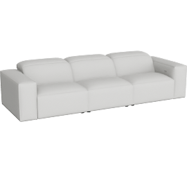 Perspective view of Mercy Light Gray Microfiber 123 Power Reclining Sofa with Power Headrests
