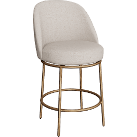 Perspective view of Havn Beige + Gold Swivel 35.8 Counterstool