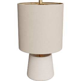 Perspective view of Bruin lamp 16h, Bone/ Ivory fleck shade