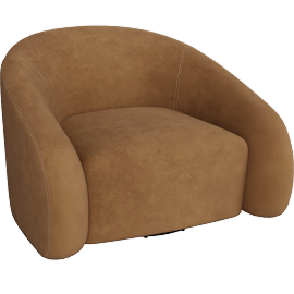 Perspective view of Zoey Accent Chair w Swivel Chocolate Suede