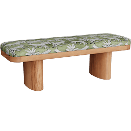 Perspective view of Ollie Olive Green Leopard Jacquard Bench, Entryway