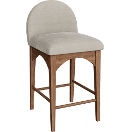 Perspective view of Waldorf Beige Chenille Fabric Upholstered Counter Height Stool With Walnut Finish