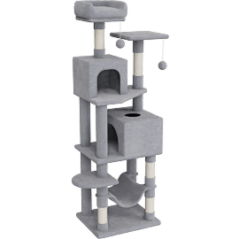 Perspective view of Cat Tree Tower, Light Grey