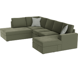 Perspective view of Bonaterra II 127 2 Piece Sectional With Right Arm Facing Sleeper Sofa Chaise & Left Arm Facing Corner Chaise, Forest Green