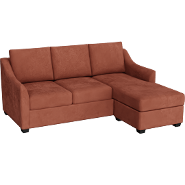 Perspective view of Porthos II 80 Sofa With Reversible Chaise, Cinnamon