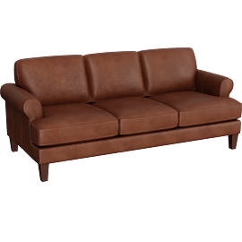 Perspective view of Alexis Cognac Brown Top Grain Leather Sofa