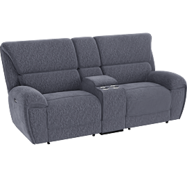 Perspective view of Neo 82 Power Reclining Console Loveseat With Power Headrest & USB, Charcoal