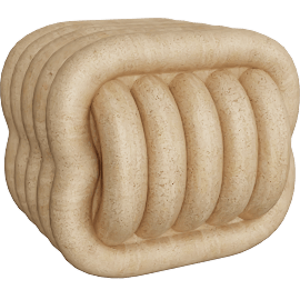 Perspective view of Jasper Knot Indoor / Outdoor Accent Stool, Travertine