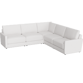 Perspective view of Soraya Fabric 120 5 Piece Power Reclining Modular Sectional With 2 Armless Chairs USB, Cream