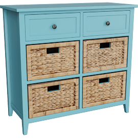 Perspective view of Coastal Blue 30 Storage Accent Cabinet With Drawers + Baskets, Entryway