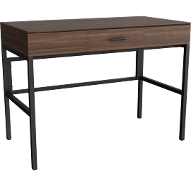 Perspective view of Modern Brown + Black 47 Computer Writing Desk With Drawers