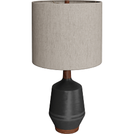 Perspective view of Meriden table lamp, Black/ Natural shade