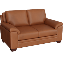 Perspective view of Ryka Nutmeg Brown Top Grain Leather Loveseat