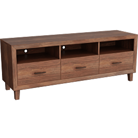 Perspective view of Minrad Toffee 64 Modern Wood TV Stand, Drawers, Shelves, Storage, Entertainment Center