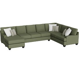 Perspective view of Harper Down V Track Arm 3 Piece Sectional With Left Arm Facing Chaise