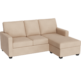 Perspective view of Aramis II 83 Sofa With Reversible Chaise, Sand
