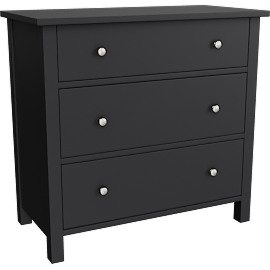 Perspective view of Felipe Black 3 Drawer Dresser