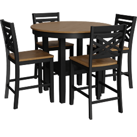 Perspective view of Elga Brown & Black Counter Height Set For 4