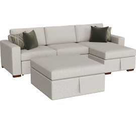 Perspective view of Alonza 3 Piece Sectional with Reversible Chaise Pull-Out Bed Hidden Storage And Ottoman Click Motion Back