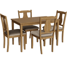 Perspective view of Kaye Weathered Oak 5 Piece Dining Set For 4