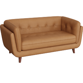 Perspective view of Tilly Brown Top Grain Leather Loveseat