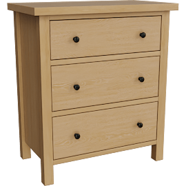 Perspective view of Renalie Natural Brown 3 Drawer Small Chest
