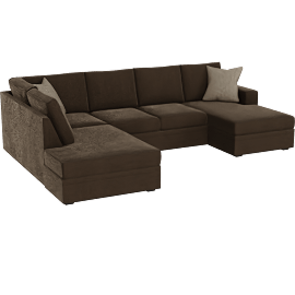 Perspective view of Bonaterra II 127 2 Piece Sectional With Right Arm Facing Sofa Chaise + Left Arm Facing Corner Chaise, Chocolate