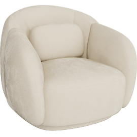 Perspective view of Etrusca Lounge Chair Cream Boucle