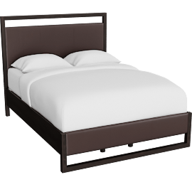 Perspective view of Sawyer Black Walnut Queen Upholstered Platform Bed