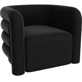 Perspective view of Comet Black Velvet Lounge Chair