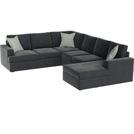 Perspective view of Bonaterra II 127 2 Piece Sectional With Right Arm Facing Sofa Chaise, Gun Metal