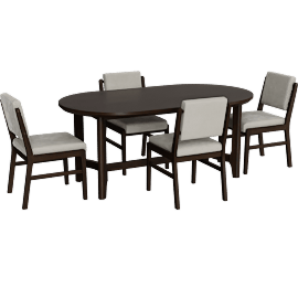 Perspective view of Amira Espresso Brown Wood 70 Oval Dining With Curved Back Chairs Set For 4