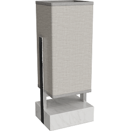 Perspective view of Adwell lamp, White marble/Grey shade