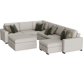 Perspective view of Alonza 5 Piece Sectional with Reversible Chaise Pull-Out Bed And Ottoman